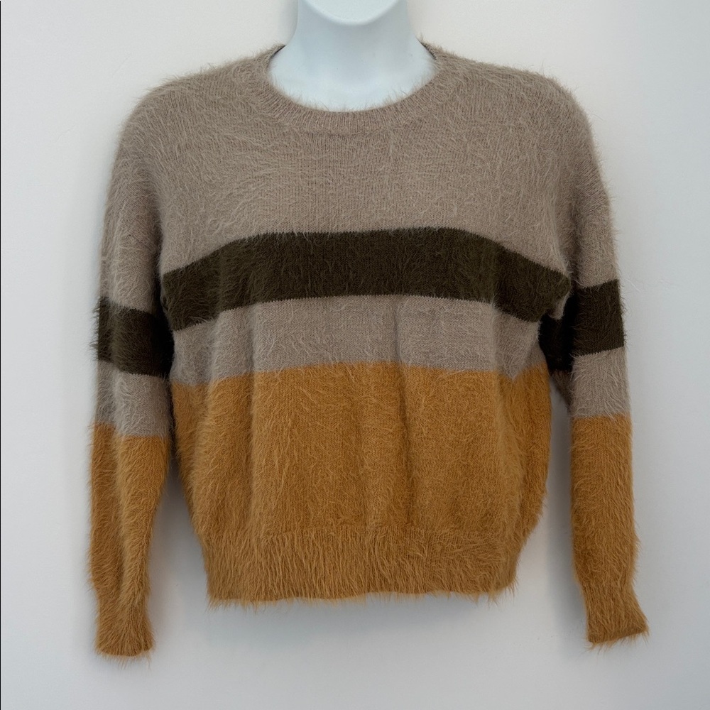 Roolee Fuzzy Striped Sweater, Size Medium
